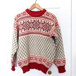 Dale of Norway red and cream nordic pure wool sweater